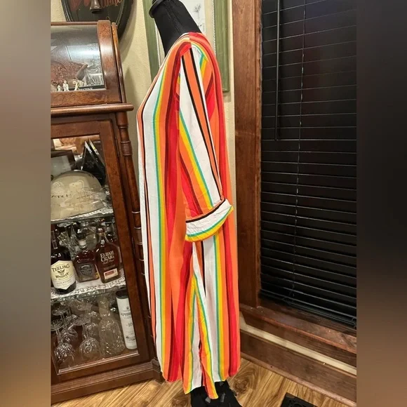 Express Multi-Color Striped Longline Kimono Duster Cardigan Boho Chic M/L - Picture 6 of 10